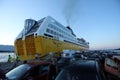 Corsica Ferries - Sardinia Ferries and cars waiting to go onboard