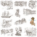 Corsica - An hand drawn collection on white Royalty Free Stock Photo