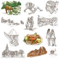 Corsica - An hand drawn collection on white Royalty Free Stock Photo