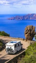 Corsica isalnd senery, road travel by camper. Royalty Free Stock Photo