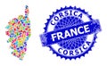 Blot Pattern Corsica Map and Distress Stamp Seal