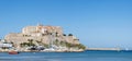 Calvi, Citadel, beach, ancient walls, marina, sailboats, skyline, Corsica, Corse, France, Europe, island Royalty Free Stock Photo