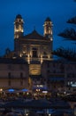 Bastia, Corsica, Cap Corse, night, skyline, old port, harbor, boats, church Royalty Free Stock Photo