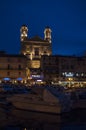 Bastia, Corsica, Cap Corse, night, skyline, old port, harbor, boats, church Royalty Free Stock Photo