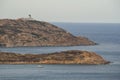 Calvi, Revellata lighthouse, beach, Pointe De La Revellata, skyline, Corsica, Haute Corse, France, Europe, island Royalty Free Stock Photo