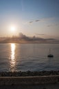 Bastia, sailboat, Mediterranean Sea, dawn, sun, Corsica, Corse, Cap Corse, Haute Corse, France, Europe, island, summer Royalty Free Stock Photo