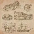 Corsica, Travel - Hand drawn vector pack