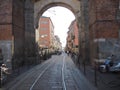 The Corso di Porta Ticinese Street, in Milan, seen from the ancient medieval gate of the city