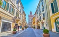 Corso Giuseppe Garibaldi street and Pallata Tower, Brescia, Italy