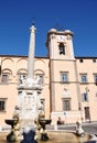 Corso Vittorio Emanuele and the palaces of the city municipality in the medieval town of Tarquinia in Italy