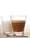 Cortado coffee drink in glass