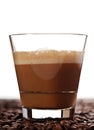 Cortado coffee drink in glass