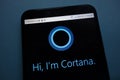 Cortana logo on smartphone