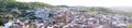 Great panoramic of the Andalusian magical town of Cortegana, Huelva, Spain With the Divino Salvador church in the center