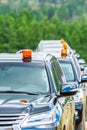 Cortege of black suvs Royalty Free Stock Photo