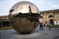 Cortile della Pigna. Sphere within a sphere by Pomodoro 1990 in the Gardens of the Vatican Museums in Rome Italy