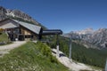 Cortina d\'Ampezzo, Dolomites, Italy - July, 8, 2022 : Ropeway station at Cortina d\'Ampezzo.