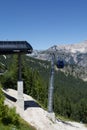 Cortina d\'Ampezzo, Dolomites, Italy - July, 8, 2022 : Ropeway station and cabin at Cortina d\'Ampezzo.