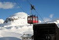 Cortina d`Ampezzo, February 2009: Cableway at the Falzarego Pass in winter. The cable car takes you from the pass to the summit o