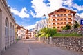 Cortina D` Ampezzo street and Alps peaks view Royalty Free Stock Photo