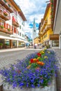 Cortina D& x27;Ampezzo main street flowers