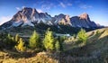 Cortina mountain ridge. Region Trentino Alto Adige, South Tyrol, Veneto, Italy. Dolomite Alps, famous travel destination, Europe Royalty Free Stock Photo