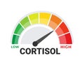 Cortisol Level Indicator Vector Illustration with Visual Spectrum from Low to High for Stress and Health Monitoring