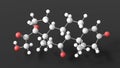 cortisone molecular structure, steroid hormone, ball and stick 3d model, structural chemical formula with colored atoms