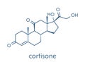 Cortisone stress hormone molecule. Skeletal formula. Royalty Free Stock Photo