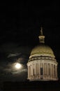 Cortland County court house and moonrise. Royalty Free Stock Photo