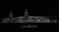 A Corua Skyline with Spain, Line Art, and Black Royalty Free Stock Photo