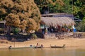 CORUMBA, MATO GROSSO, BRAZIL, JULY 23, 2018: Traditional indigenous girls along the Rio Paraguay river, Pantanal