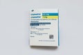 A Coruna, Spain - 02/18/2020: Champix tablets, smoking cessation aid. Isolated box on white background