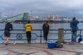A Coruna, Spain, Galicia, August 14, 2021. Fishermen in the port of the city of A Coruna in Galicia.