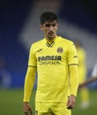 A Coruna-Spain.Gerard Morenoforward in action during the football match of Spanish King`s Cup between Victoria CF and Villarrea