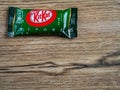 A Coruna, Spain - March 28, 2018 - KitKat Green Tea Chololate Wa