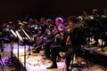 Coruna-Spain. Trumpeters playing during a jazz concert