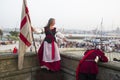 Historical reenactment of the battle and victory of the CoruÃÂ±a hero Maria Pita over the English in 1589 to Royalty Free Stock Photo