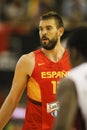 Marc Gasol shooting for the basket during the friendly basketball match between Spain and Canada