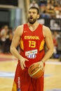 Marc Gasol shooting for the basket during the friendly basketball match between Spain and Canada