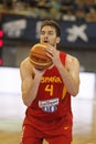 Pau Gasol shooting for the basket during the friendly basketball match between Spain and Canada