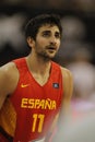 Ricky Rubio shooting for the basket during the friendly basketball match between Spain and Canada