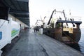 Trawling boats docked at the fishing port of La CoruÃÂ±a on August 30,2019