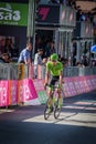 Corvara, Italy May 21, 2016; Joe Dombrowski, professional cyclist, pass the finish line of the stage