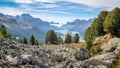 Gorgeous view over Lake Sils and Lake Silvaplana Grisons, Switzerland Royalty Free Stock Photo