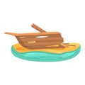 Corvette shipwreck icon cartoon vector. Old ship Royalty Free Stock Photo