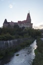 Corvin Castle or Hunyadi Castle - seen from the city Castelul Corvinilor sau Castelul Huniazilor, Hunedoara, Romania Royalty Free Stock Photo