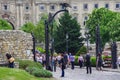 Corvin Gate on St. George Square of Royal Palace of Budapest,with big black raven on top, symbolizing of King Matthias Corvinus in Royalty Free Stock Photo