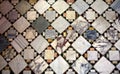 `Cosmatesco` style mosaic floor - ancient technique for decorating floors and cloisters with polychrome marble tarsia of varied sh Royalty Free Stock Photo