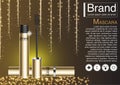 Cosmetic ad concept. Mascara brush 3D illustration and EPS10 Vector